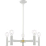 5 Light White Chandelier with Steel base material-Lighting LumensChandeliers