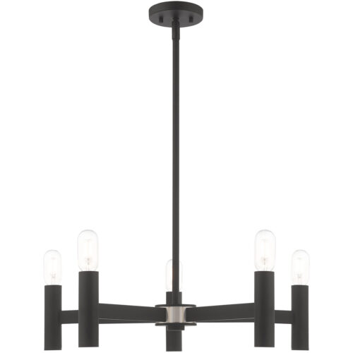 5 Light Black Chandelier with Steel base material-Lighting LumensChandeliers