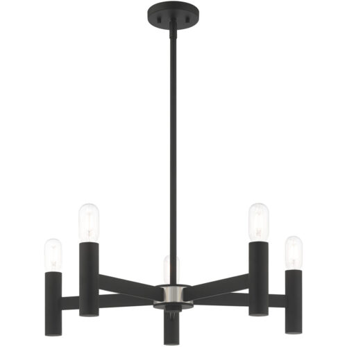 5 Light Black Chandelier with Steel base material-Lighting LumensChandeliers