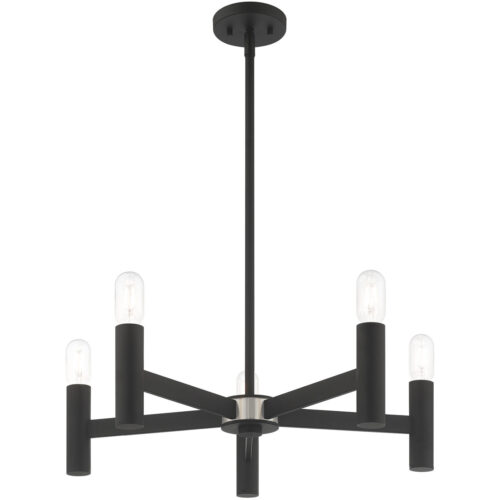 5 Light Black Chandelier with Steel base material-Lighting LumensChandeliers