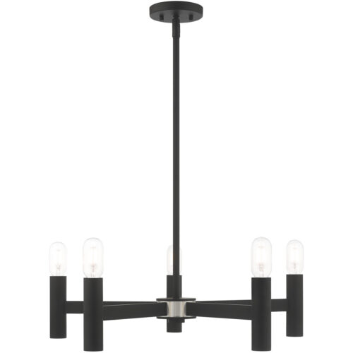 5 Light Black Chandelier with Steel base material-Lighting LumensChandeliers