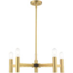 5 Light Satin Brass Chandelier with Steel base material-Lighting LumensChandeliers