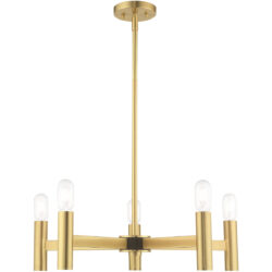 5 Light Satin Brass Chandelier with Steel base material-Lighting LumensChandeliers