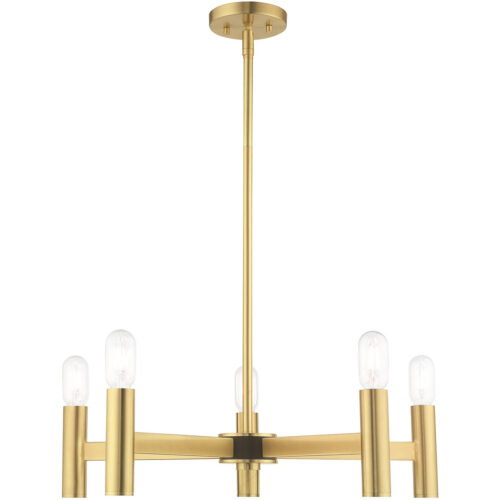 5 Light Satin Brass Chandelier with Steel base material-Lighting LumensChandeliers