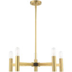 5 Light Satin Brass Chandelier with Steel base material-Lighting LumensChandeliers