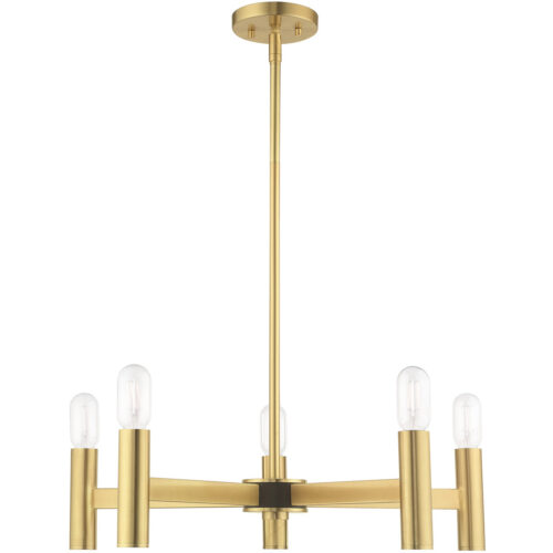 5 Light Satin Brass Chandelier with Steel base material-Lighting LumensChandeliers