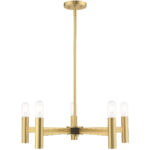 5 Light Satin Brass Chandelier with Steel base material-Lighting LumensChandeliers