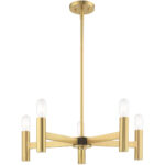 5 Light Satin Brass Chandelier with Steel base material-Lighting LumensChandeliers