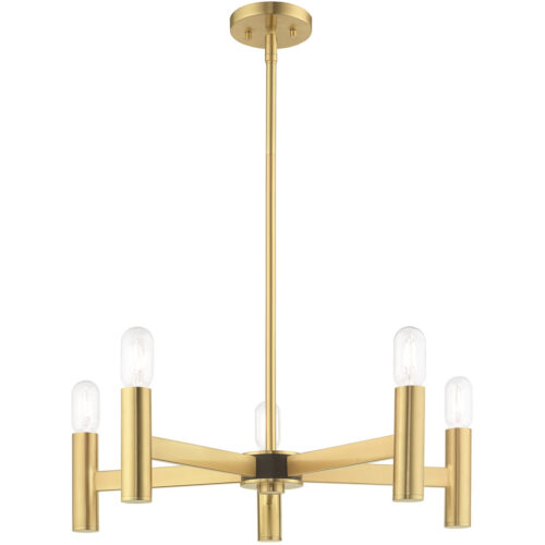 5 Light Satin Brass Chandelier with Steel base material-Lighting LumensChandeliers