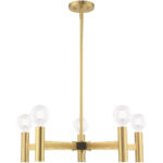 5 Light Satin Brass Chandelier with Steel base material-Lighting LumensChandeliers