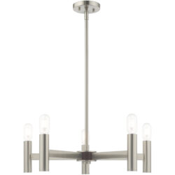 5 Light Brushed Nickel Chandelier with Steel base material-Lighting LumensChandeliers