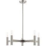 5 Light Brushed Nickel Chandelier with Steel base material-Lighting LumensChandeliers