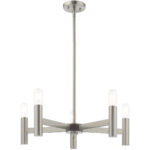 5 Light Brushed Nickel Chandelier with Steel base material-Lighting LumensChandeliers