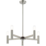 5 Light Brushed Nickel Chandelier with Steel base material-Lighting LumensChandeliers