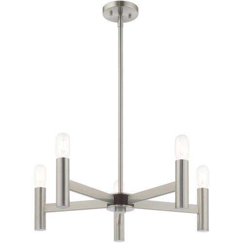 5 Light Brushed Nickel Chandelier with Steel base material-Lighting LumensChandeliers