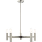 5 Light Brushed Nickel Chandelier with Steel base material-Lighting LumensChandeliers