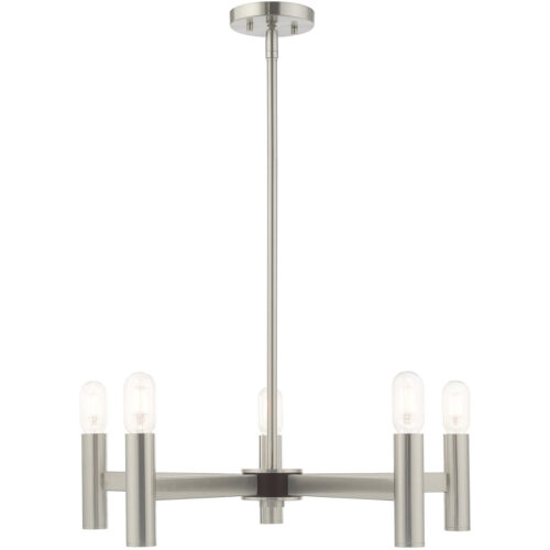 5 Light Brushed Nickel Chandelier with Steel base material-Lighting LumensChandeliers