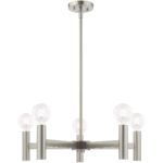 5 Light Brushed Nickel Chandelier with Steel base material-Lighting LumensChandeliers