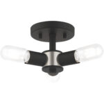 3 Light Black Ceiling Light fixture with Steel base material-Lighting LumensFlush Mount Ceiling Lights