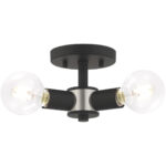 3 Light Black Ceiling Light fixture with Steel base material-Lighting LumensFlush Mount Ceiling Lights