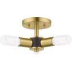 3 Light Satin Brass Ceiling Light fixture with Steel base material-Lighting LumensFlush Mount Ceiling Lights