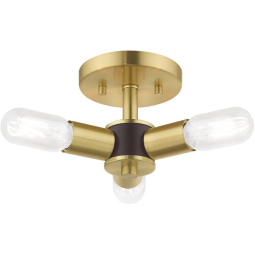 3 Light Satin Brass Ceiling Light fixture with Steel base material-Lighting LumensFlush Mount Ceiling Lights