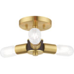 3 Light Satin Brass Ceiling Light fixture with Steel base material-Lighting LumensFlush Mount Ceiling Lights