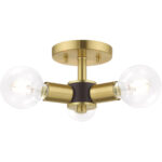 3 Light Satin Brass Ceiling Light fixture with Steel base material-Lighting LumensFlush Mount Ceiling Lights