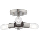 3 Light Brushed Nickel Ceiling Light fixture with Steel base material-Lighting LumensFlush Mount Ceiling Lights