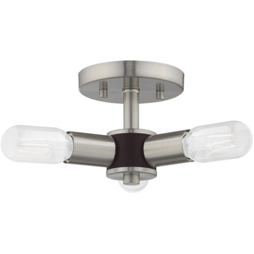 3 Light Brushed Nickel Ceiling Light fixture with Steel base material-Lighting LumensFlush Mount Ceiling Lights