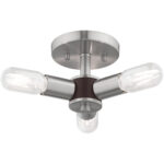 3 Light Brushed Nickel Ceiling Light fixture with Steel base material-Lighting LumensFlush Mount Ceiling Lights