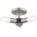 3 Light Brushed Nickel Ceiling Light fixture with Steel base material-Lighting LumensFlush Mount Ceiling Lights