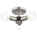 3 Light Brushed Nickel Ceiling Light fixture with Steel base material-Lighting LumensFlush Mount Ceiling Lights