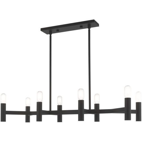 15 inch 8 Light Black Linear Chandelier with Steel base material-Lighting LumensChandeliers