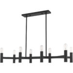 15 inch 8 Light Black Linear Chandelier with Steel base material-Lighting LumensChandeliers