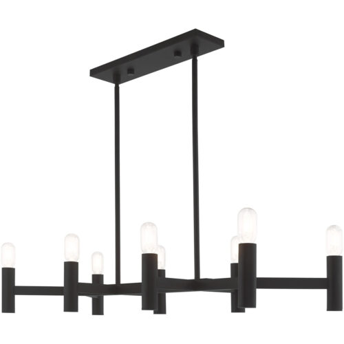 15 inch 8 Light Black Linear Chandelier with Steel base material-Lighting LumensChandeliers