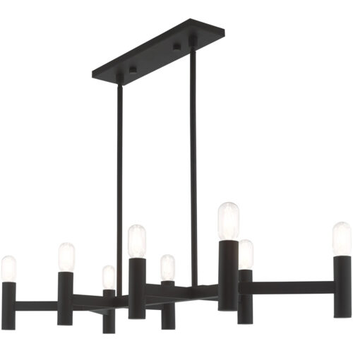 15 inch 8 Light Black Linear Chandelier with Steel base material-Lighting LumensChandeliers