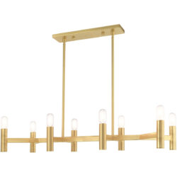 15 inch 8 Light Satin Brass Linear Chandelier with Steel base material-Lighting LumensChandeliers