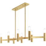 15 inch 8 Light Satin Brass Linear Chandelier with Steel base material-Lighting LumensChandeliers