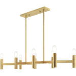 15 inch 8 Light Satin Brass Linear Chandelier with Steel base material-Lighting LumensChandeliers