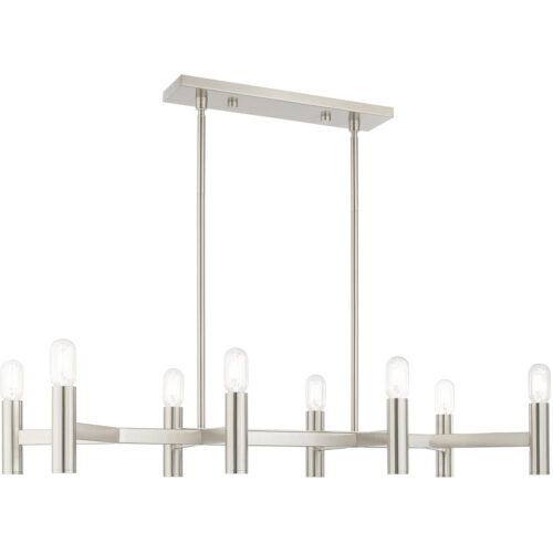 15 inch 8 Light Brushed Nickel Linear Chandelier with Steel base material-Lighting LumensChandeliers