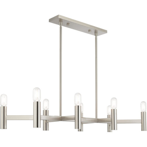 15 inch 8 Light Brushed Nickel Linear Chandelier with Steel base material-Lighting LumensChandeliers