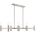 15 inch 8 Light Brushed Nickel Linear Chandelier with Steel base material-Lighting LumensChandeliers