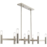 15 inch 8 Light Brushed Nickel Linear Chandelier with Steel base material-Lighting LumensChandeliers