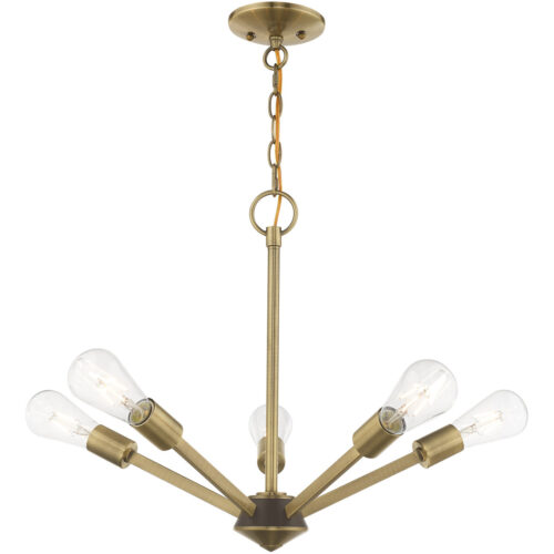 5 Light Antique Brass Chandelier with Steel base material-Lighting LumensChandeliers