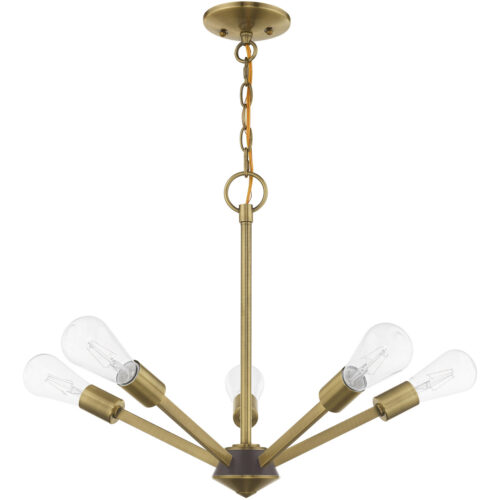 5 Light Antique Brass Chandelier with Steel base material-Lighting LumensChandeliers