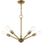 5 Light Antique Brass Chandelier with Steel base material-Lighting LumensChandeliers