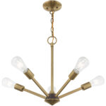 5 Light Antique Brass Chandelier with Steel base material-Lighting LumensChandeliers