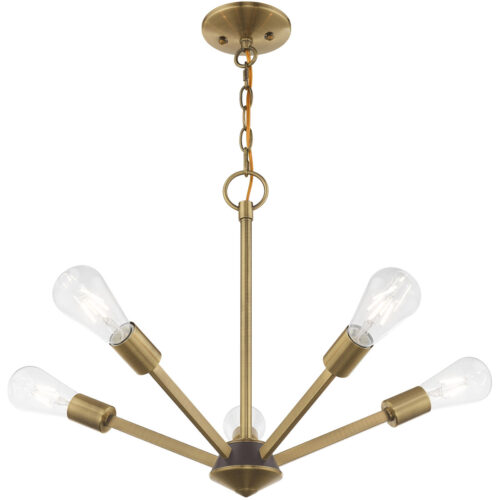 5 Light Antique Brass Chandelier with Steel base material-Lighting LumensChandeliers