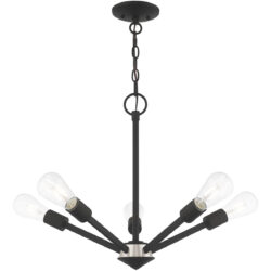 5 Light Black Chandelier with Steel base material-Lighting LumensChandeliers